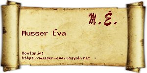 Musser Éva névjegykártya